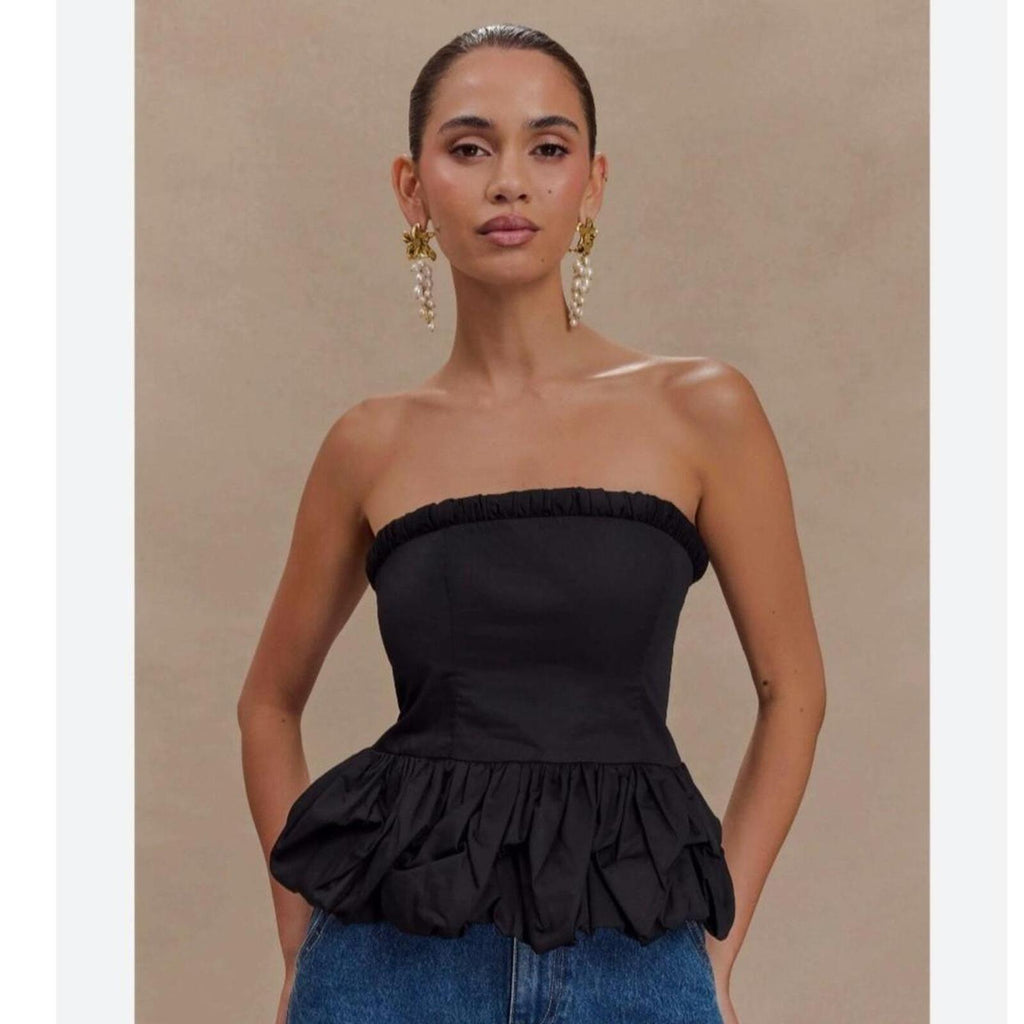 Meshki Cora black strapless top