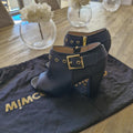 Mimco black leather buckle boots