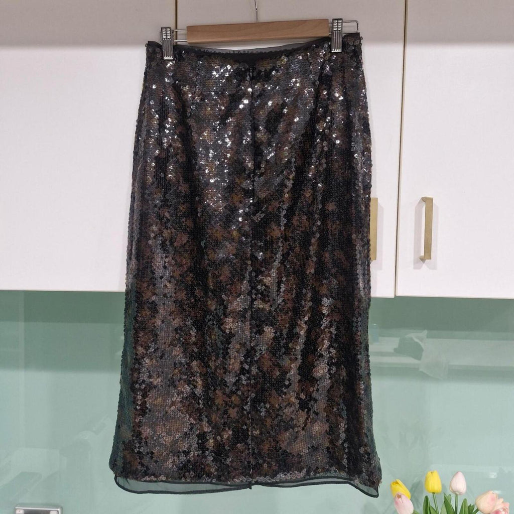 Cue black sequin midi skirt