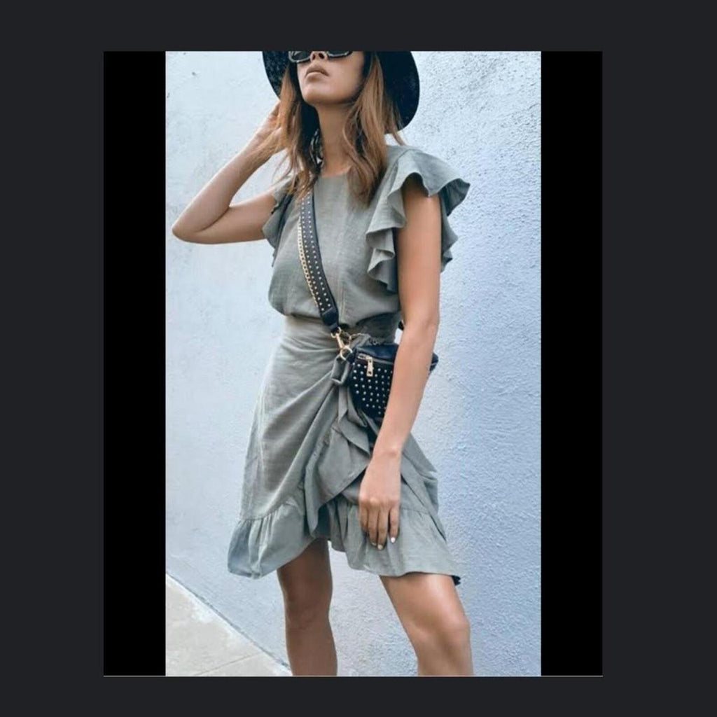 Decjuba Maya Green ruffle dress with tie back detail 14
