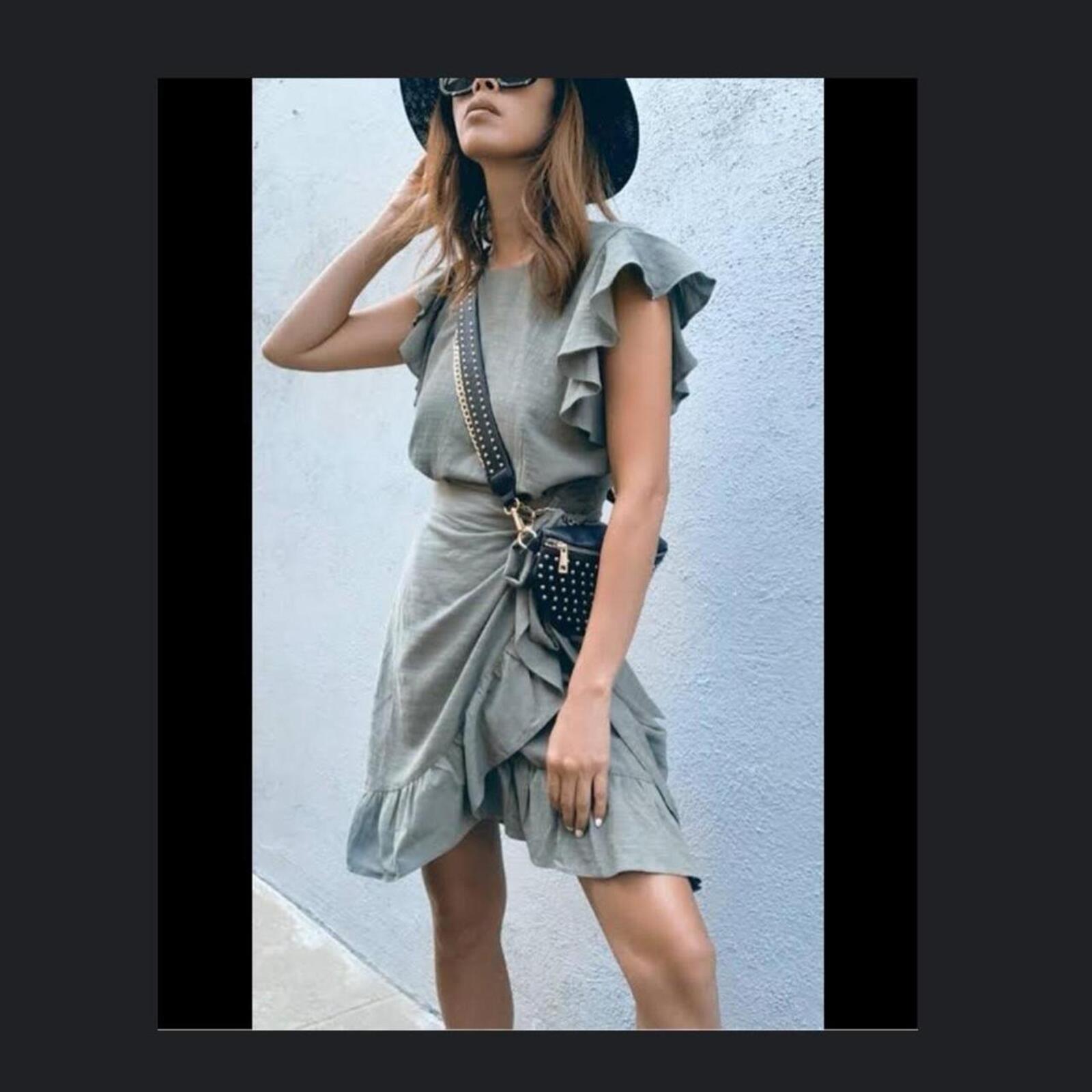 Decjuba Maya Green ruffle dress with tie back detail 14