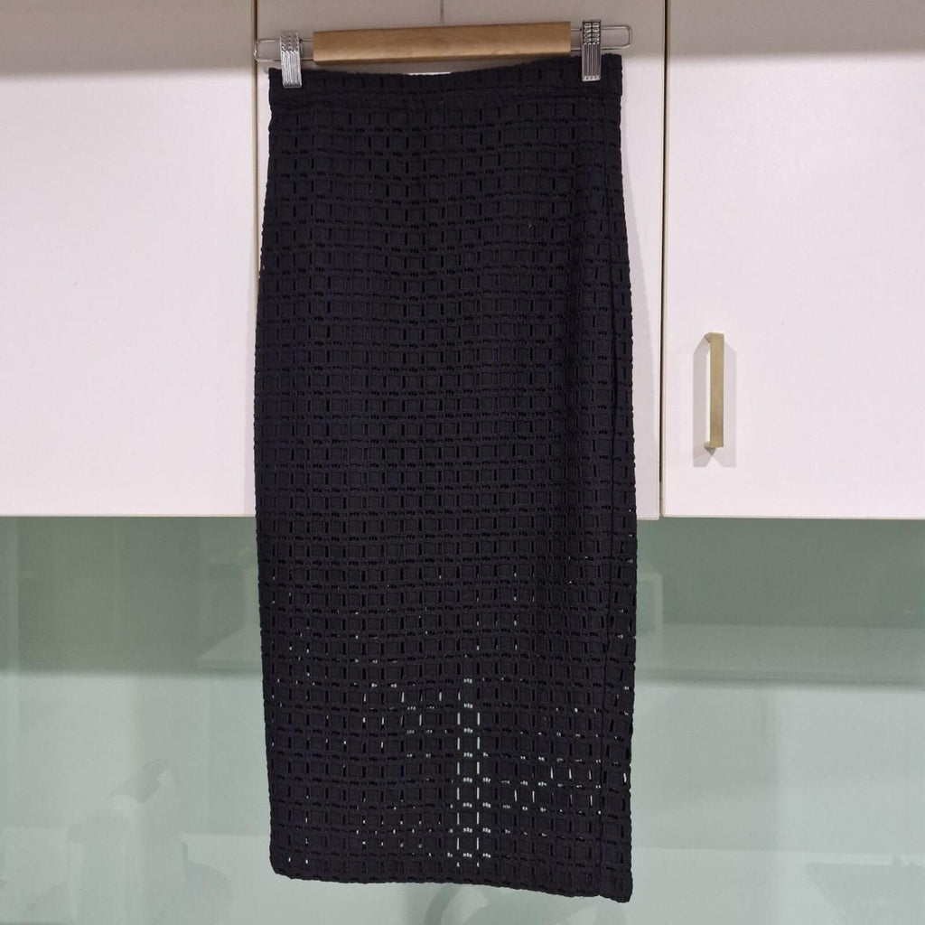 Bardot black crochet midi skirt