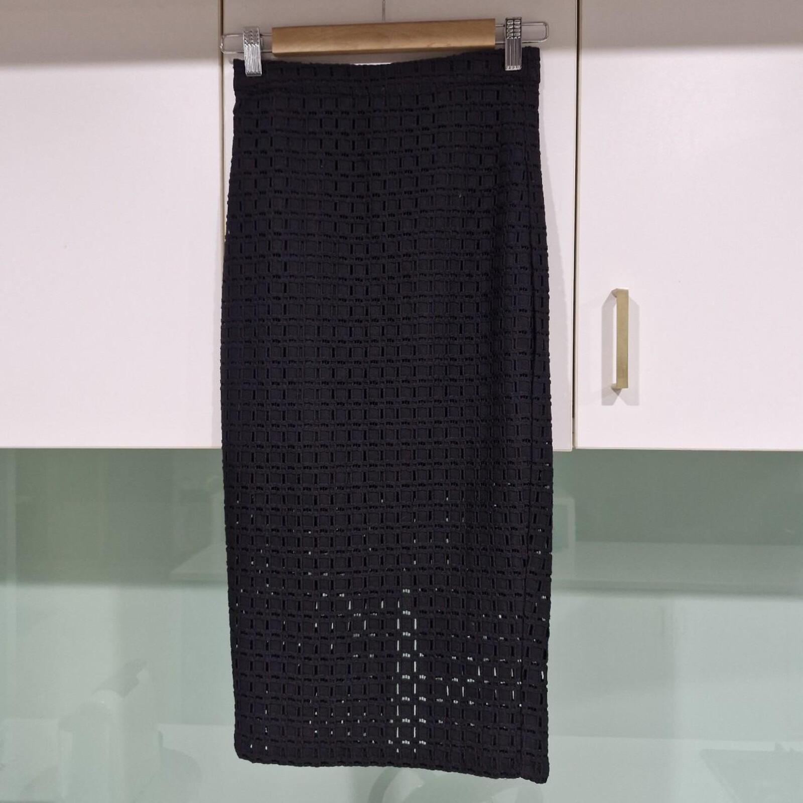 Bardot black crochet midi skirt
