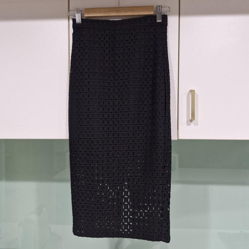 Bardot black crochet midi skirt