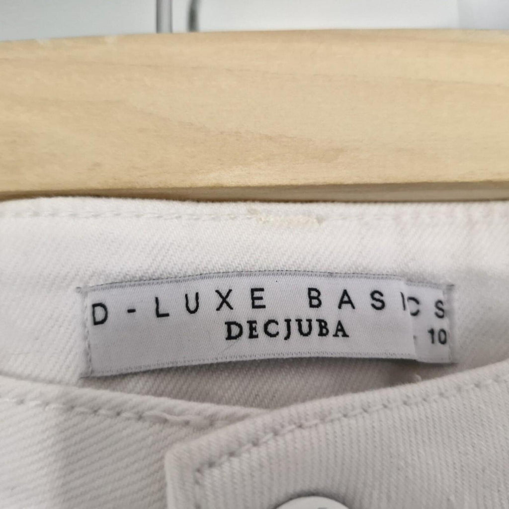 Decjuba White high-waisted ripped denim jeans 10