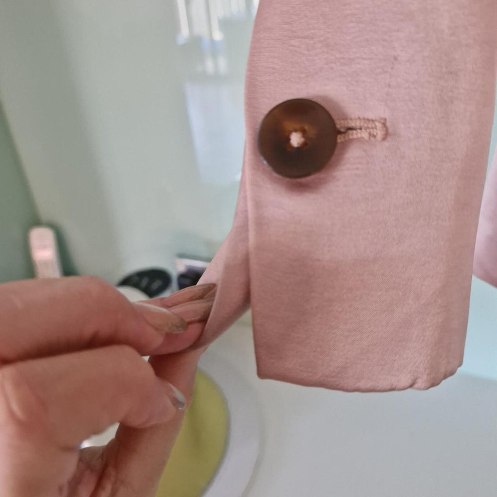 Witchery Pink Satin blazer with brown buttons 6