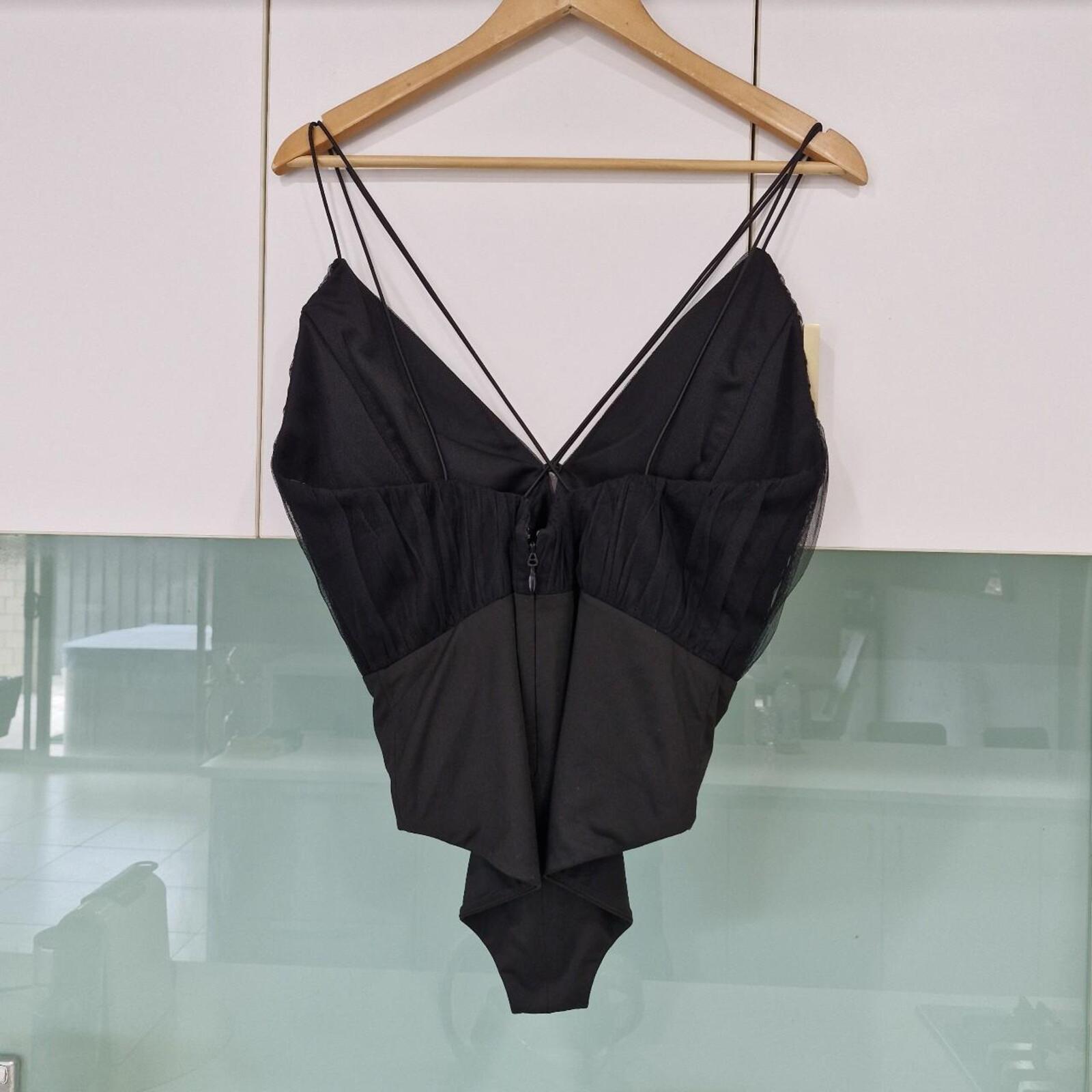 Sheike black bodysuit with tie back detail 14