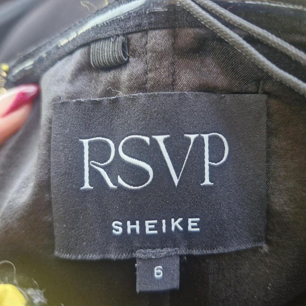 Gold Satin RSVP Sheike Strapless Bubble dress 6