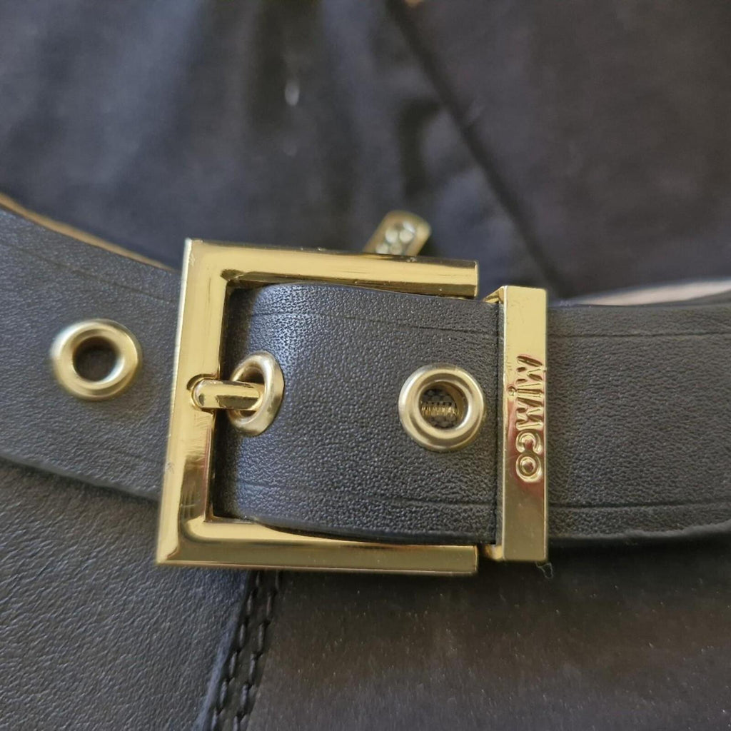 Mimco black leather buckle boots