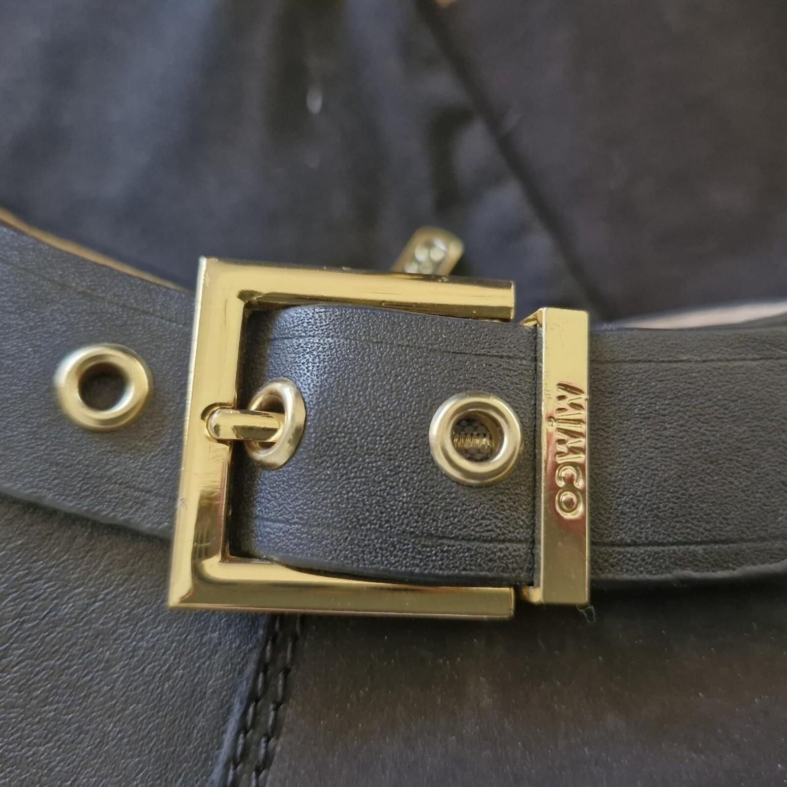 Mimco black leather buckle boots