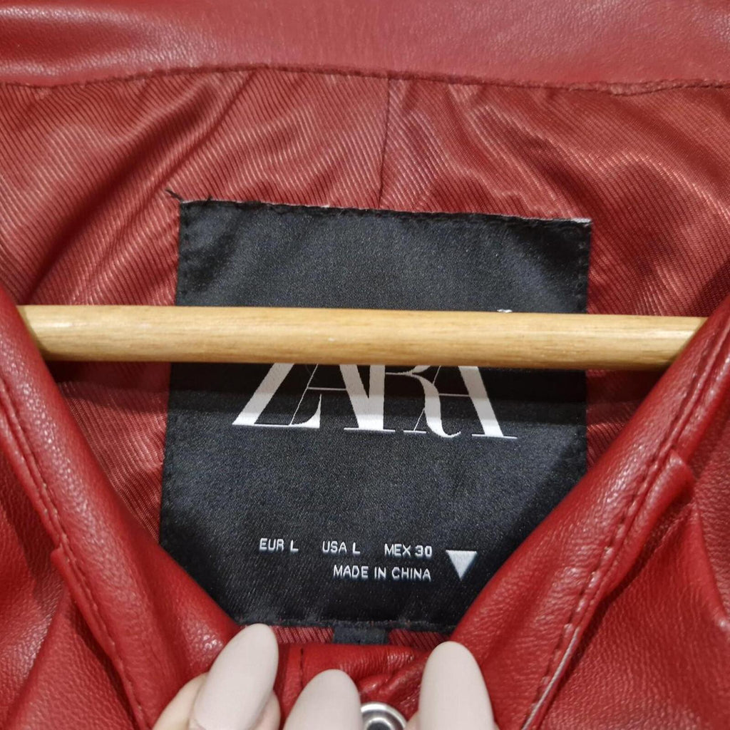 Zara red pleather jacket L