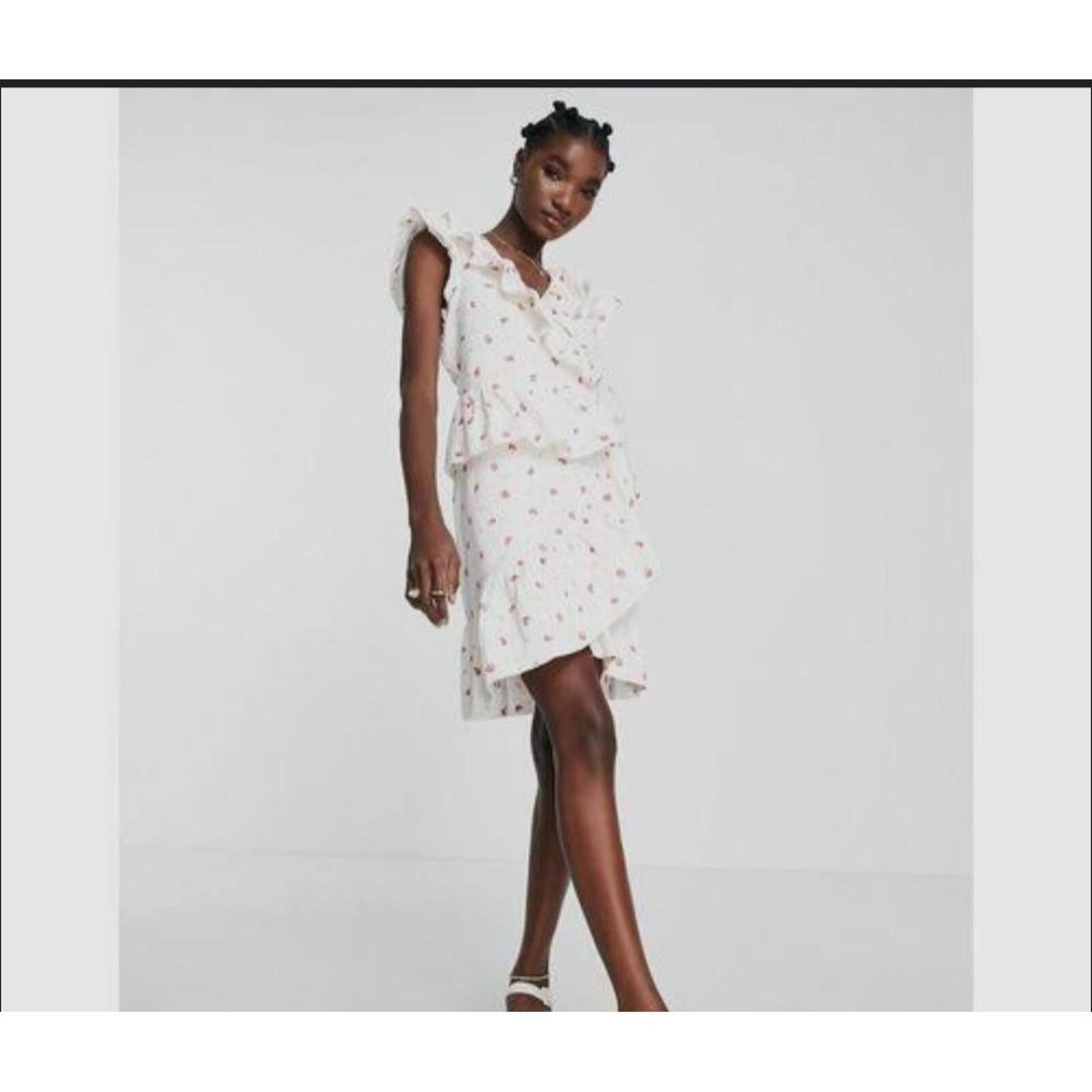 YAS Wrap Ruffle Dress With Strawberriy Print